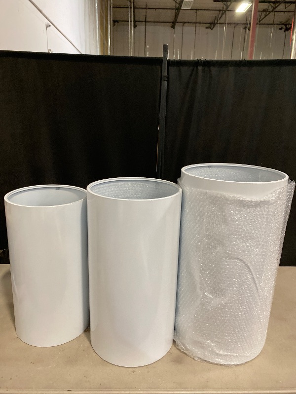 Photo 1 of Cylinder Pedestal Stands for Parties,Metal Cylinder Stands for Party White Round Display Pedestal Stand for Wedding Props Birthday Babyshower Party Event Decor 3PC(75/65/60)