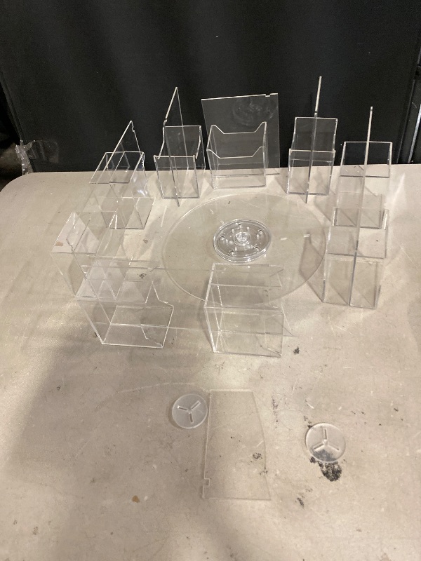 Photo 1 of 18 Pocket Acrylic Brochure Holder, Rotating Clear Pamphlet Display Holder, Sticker Display Card Stand