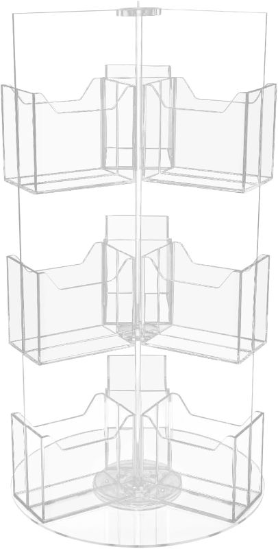 Photo 1 of 18 Pocket Acrylic Brochure Holder, Rotating Clear Pamphlet Display Holder, Sticker Display Card Stand