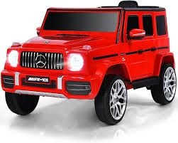 Photo 1 of Licensed Mercedes Benz G63 Kids Electric Car, 12V 7Ah G wagon Ride on Car w/Safety High Window, Remote Control, 3 Speeds, Music Player, Horn & LED Lights for Toddlers (Red)