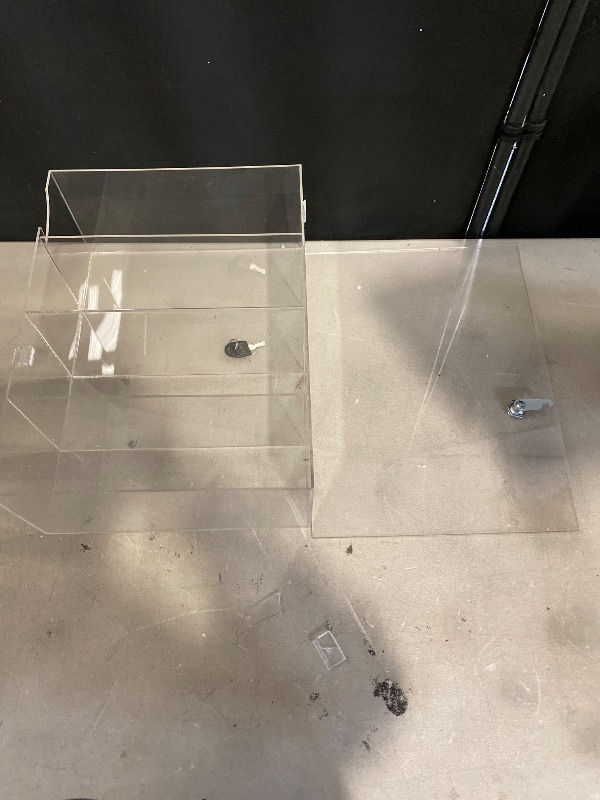 Photo 1 of Clear Acrylic Display Case,4 Layer Transparent Countertop Showcase,Protection Showcase with Lock for Toy Collectibles Office Retail Store Safe Storage Sunglasses Toys