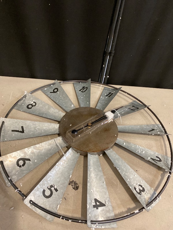 Photo 1 of 24inch Windmill Distressed Metal Wall Clocks Rustic Large Decorative Clock Oversized Farmhouse Decor,Non Ticking,Battery Operated