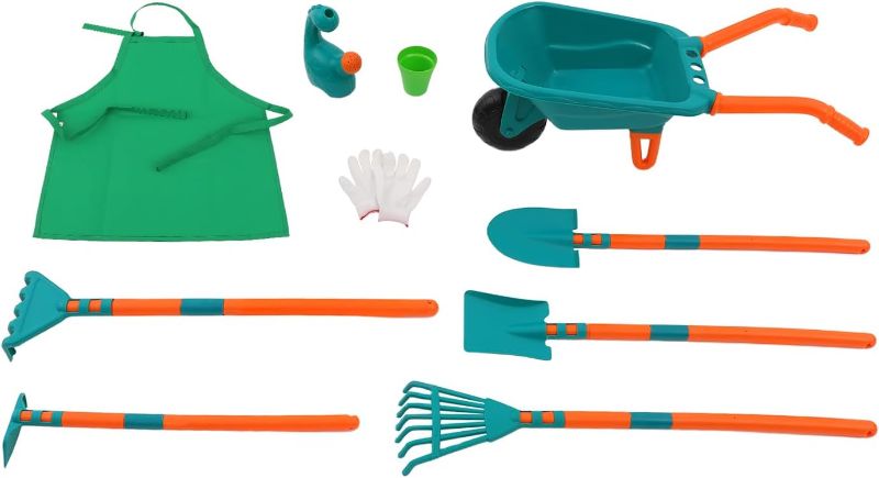 Photo 1 of Kids Wheelbarrow with Garden Tool Set, 10 Pcs Outdoor Garden Kit for Toddlers & Children Ages 3+, Includes Wheelbarrow, Watering Can, Gloves, Apron Children's Gardening Tool Set