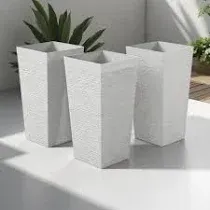 Photo 1 of 3 -Pack Square 27.5-in, 35.5 -in, 39-in tall White Metal Indoor/Outdoor Planters