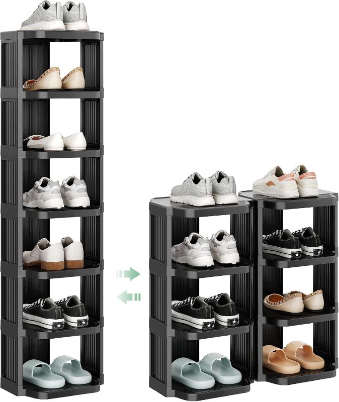 Photo 1 of 8-Tier Vertical Plastic Shoe Rack, Freestanding Stackable Storage Organizer for Small Closets and Tight Spaces