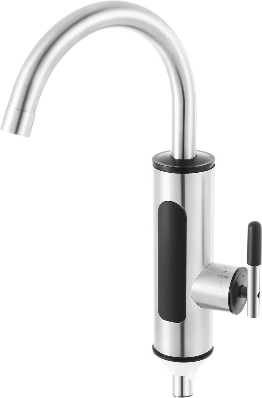 Photo 1 of Electric Heating Faucet, 3000W Tankless Water Heater Faucet, 360° Rotate Instant Hot Water Faucet with LED Display, Stainless Steel Kitchen & Bathroom Faucet, Easy Install, IPX4 & Safety Protection