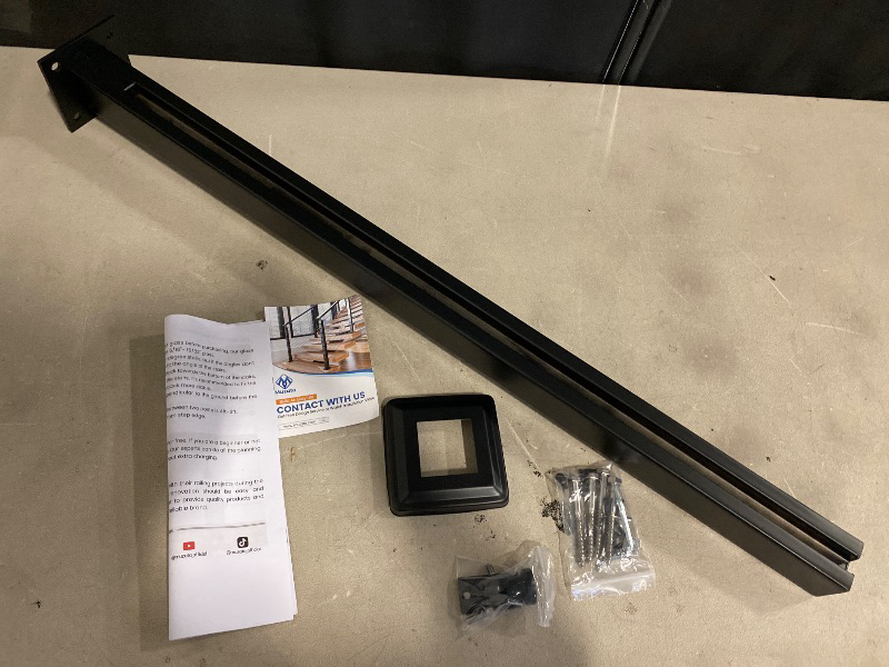 Photo 1 of Glass Railing Corner Post 35.8" 304 Stainless Steel Glass Balustrade Post with Spigot Slots for Indoors & Outdoors Railing of Deck, Balcony, Attic, Staircase (Black)