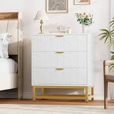 Photo 1 of 3 Drawer Dressers with Storage, Small Chest of Drawers, Storage Cabinet with Golden Legs for Bedroom,Dressers for Bedroom, Living Room Black/Gold