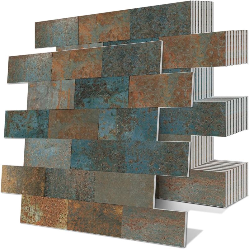 Photo 1 of 6-Sheet Peel and Stick Backsplash Wall Tile for Kitchen Bathroom - 13.5" x 11.5" Self-Adhesive Waterproof Removable Faux Ceramic Tiles