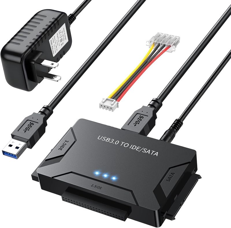 Photo 1 of Hard Drive Reader USB 3.0 to SATA/IDE Adapter | Universal External Hard Drive Reader & Data Recovery Converter Kit for 2.5"/3.5" HDD/SSD | with 12V/2A Power Supply