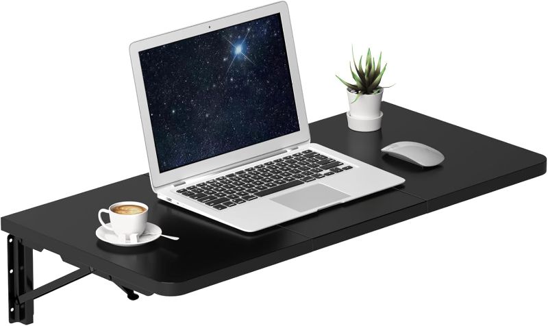 Photo 1 of 36" X 15.7" | Wall Mounted Desk, Folding Table for Small Spaces, Wall Floating Desk with Heavy Duty Brackets for Laundry Room,Kitchen,Office Storage*Only Table with brackets*