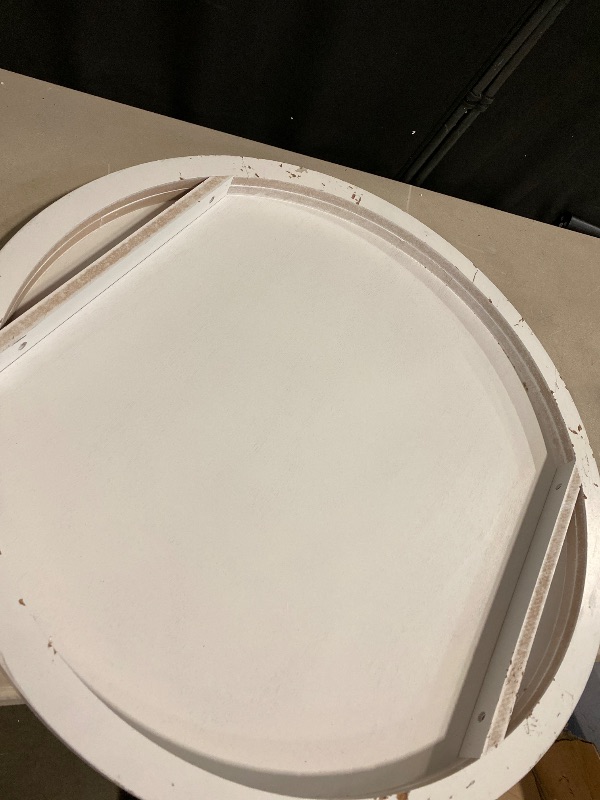 Photo 1 of Round Coffee Table with Storage, 31" Modern Living Room Table, 2 Tier Circle Wood Center Tables for Apartment, Living Room, Open-Style Storage White Tea Tables, 31"*14.1" (White) *Missing Hardware*