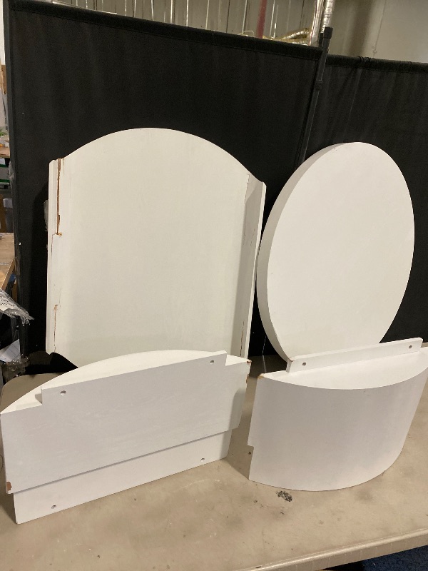 Photo 1 of Round Coffee Table with Storage, 31" Modern Living Room Table, 2 Tier Circle Wood Center Tables for Apartment, Living Room, Open-Style Storage White Tea Tables, 31"*14.1" (White) *Missing Hardware*