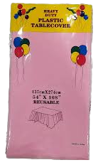 Photo 1 of 4 Pack 54" x 108" Square Tablecloth for Party and Celebration Decor for Birthday and Holiday Dinner Table Decor Table Cover Tablecloths for 8 Foot Rectangle Tables Plastic, Pink