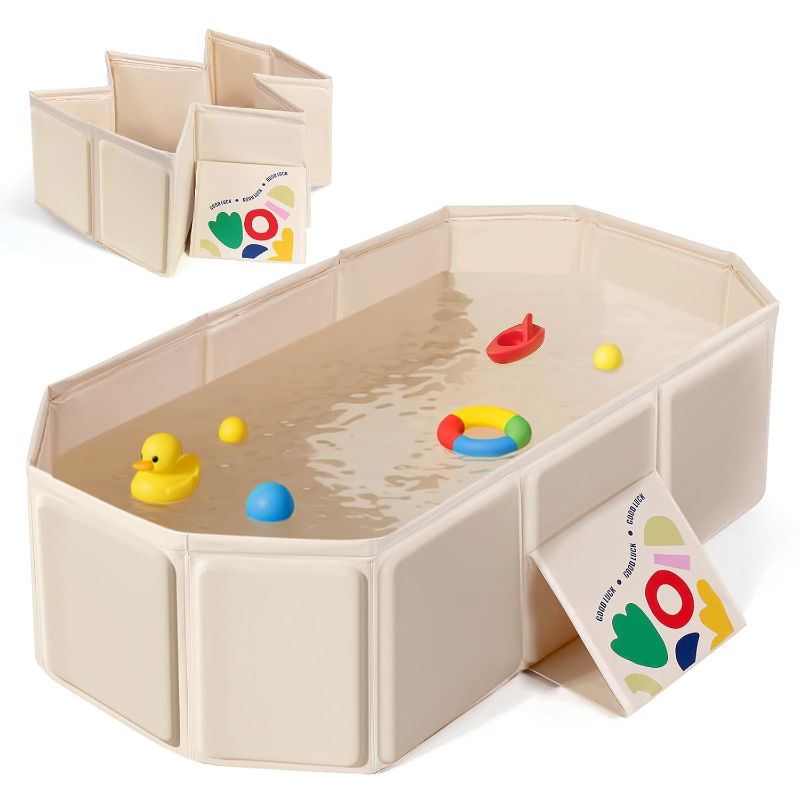 Photo 1 of Collapsible Baby Bathtub, Toddler Bathtub with Non-Slip Base, Portable Bath Tub for Kids Infant 12 Months+ Travel, Easy to Clean, Stable & Durable, Space-Saving, White