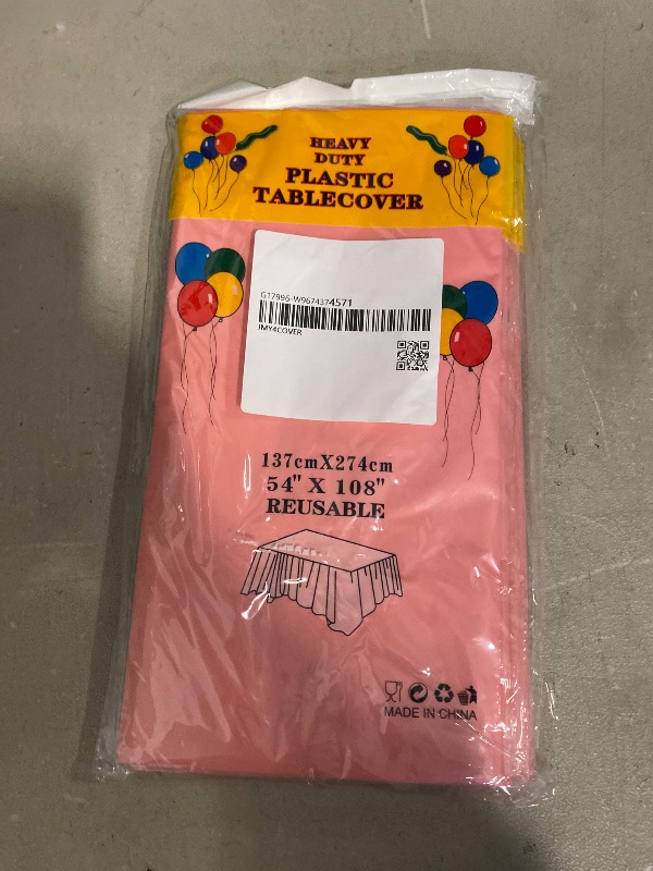 Photo 1 of 4 Pack 54" x 108" Square Tablecloth for Party and Celebration Decor for Birthday and Holiday Dinner Table Decor Table Cover Tablecloths for 8 Foot Rectangle Tables Plastic, Pink