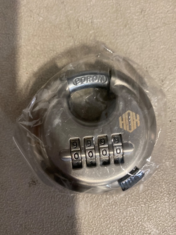 Photo 1 of HOX Boron Shackle Combination Disc Lock, 70mm Stainless Steel Body, Heavy-Duty Weather-Resistant and Anti-Cut Padlock for Storage Units, Garages, Sliding Doors, and Cabinets (1 Pack)