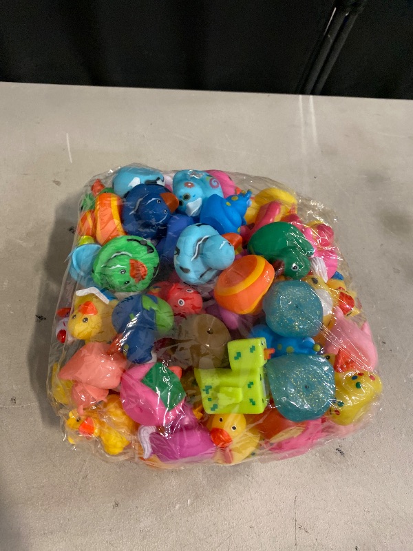 Photo 1 of 100 Pcs Rubber Ducks, Random Assortment Ducks Bulk, Mini Rubber Duckies for Toddler Baby Bath Toys, Kids Bath Pool Toys Birthday Gifts Party Favors