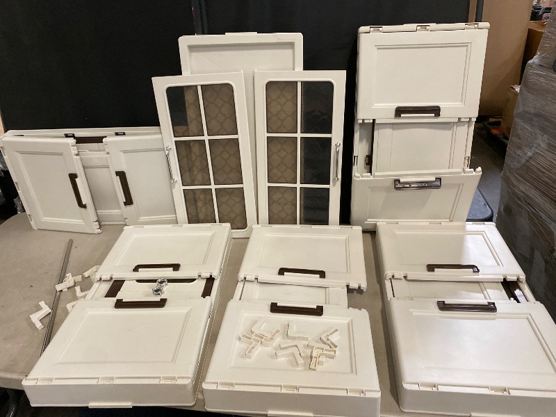 Photo 1 of Collapsible Storage Bins with Lids, Folding Storage Cabinets with Doors, Stackable Organizers Cabinets, Closet Organizers and Storage for Home, Dorm (3+1 Transparent Plus)