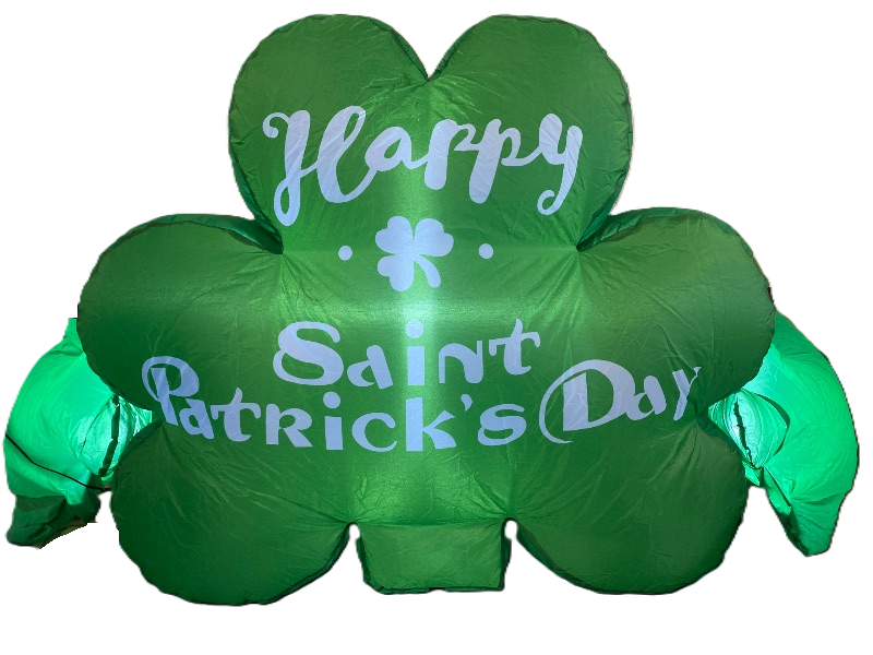 Photo 1 of 3Ft. St. Patrick's Day Inflatable Outdoor Decorations Giant Blow up Yard Lucky Shamrocks Clover Built in LED Lights for Indoor Holiday Party Garden Lawn Irish Green Décor