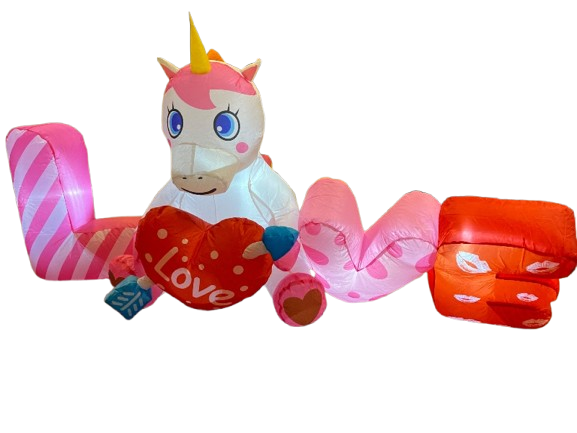 Photo 1 of 4 FT Inflatable Valentine's Day LOVE Unicorn with Heart Decoration LED Lighted up for Lawn Yard Home Indoor Outdoor