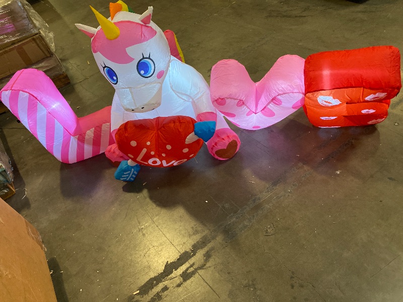 Photo 1 of 4 FT Inflatable Valentine's Day LOVE Unicorn with Heart Decoration LED Lighted up for Lawn Yard Home Indoor Outdoor