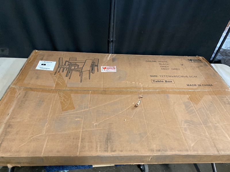 Photo 1 of Box 2/2 Glass Dining Table Set for 4, Dining Room Sets with 4 Back Support Chairs for Dinner, Black *Only table included*