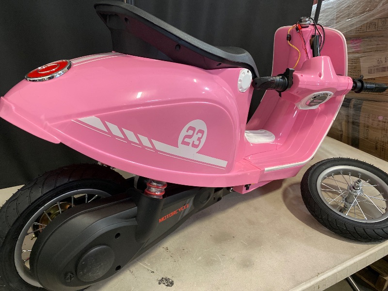 Photo 1 of Kids Motorcycle, 2 Wheel Electric Motorcycle for Girls Ages 8-12, 24V Ride on Toys with Music, Story, Headlight, 3 Speed Options, Up to 60min Ride Time, for Riders up to 143 lbs, Easy Assemble, Pink *missing charger*