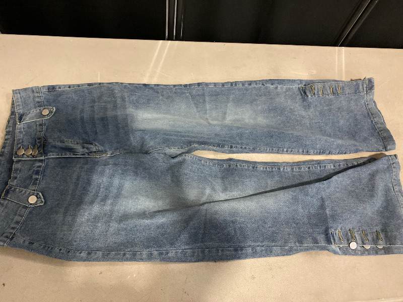 Photo 1 of L Light Wash Denim Capri Jeans with Button Leg Details