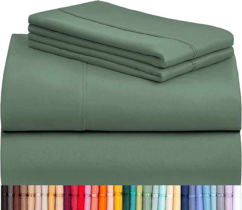 Photo 1 of 4 PC Queen Sheet Set, Breathable Luxury Bed Sheets, Deep Pockets 18" Wrinkle Free Cooling Sheets Machine Washable Hotel Bedding Silky Soft - Tree Moss Green Queen