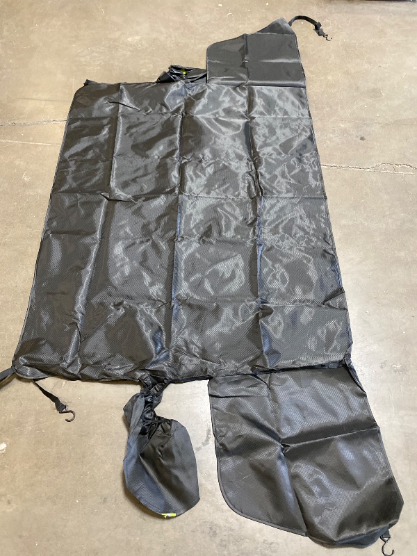 Photo 1 of Car Windshield Sun Shade for UV Dust Ice Frost Snow Bird Droppings Outside - Extra Large Thick Oxford with 6 Straps, Summer Sunshade Winter All Weather Protector Cover Universal (Black) |Stock not exact same as product