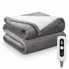 Photo 1 of Heated Blanket Full Size 72" x 84", Flannel & Shu Velvet Electric Blanket with Fast Heating, 6 Heating Levels, 10 Hours Timer, Gray