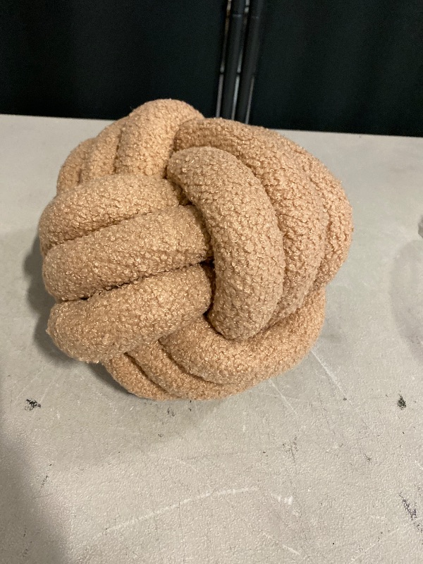 Photo 1 of Decorative Throw Knot Pillow Ball for Home Chair Sofa Couch Bed Aesthetic Round Decor Pillows Lambswool Knotted Pillow Cushion (Beige, 8inches)