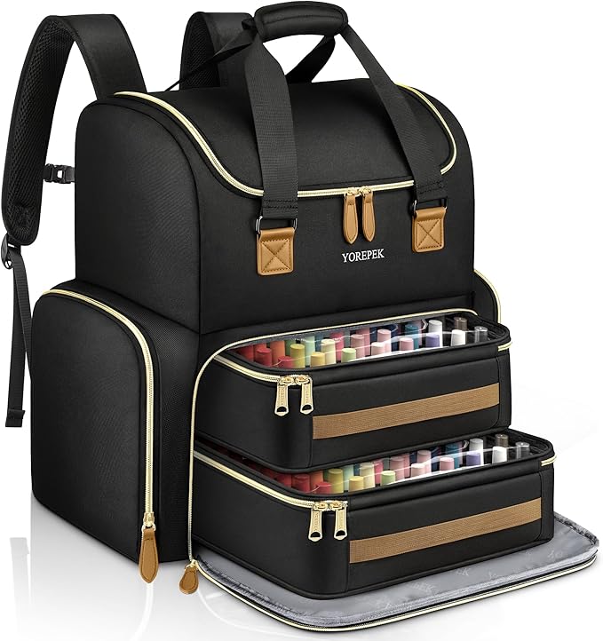 Photo 1 of Extra Large Nail Polish Organizer Case Backpack Holds 96 to 100+ Bottles(15ml/0.5 fl.oz) UV Nail Lamp,Nail Organizers and Storage with 2 Removable Pouches Fits Nail Stuff,Gift for Manicurist