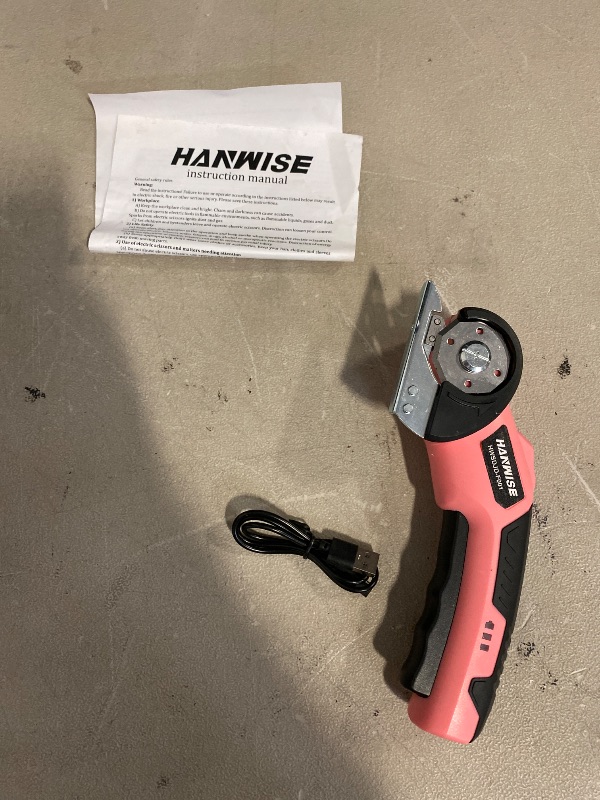 Photo 1 of Cordless electric scissors, USB rechargeable lithium battery, lightweight design, long battery life, rechargeable battery, suitable for clothes, cardboard, carpets, synthetic leather, perfect gift choice for birthdays and Christmas Pink