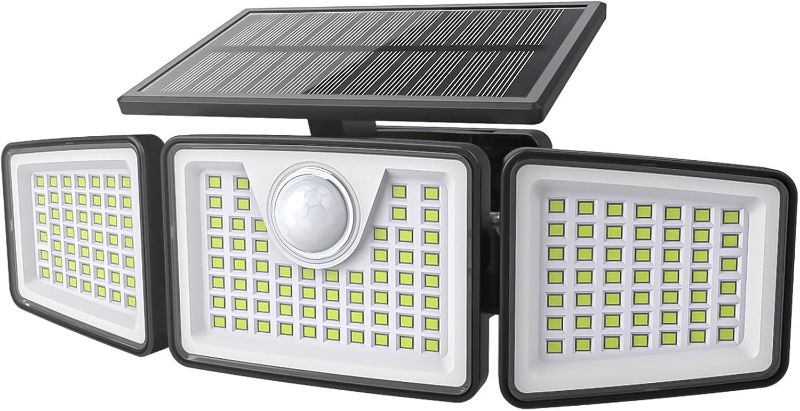 Photo 1 of 2500LM Solar Lights Outdoor with Motion Sensor,3 Head 270° Wide Angle Street Area Lights,IP65 Waterproof Security Lighting with 3 Modes(Non-Remote,1 Pcs)