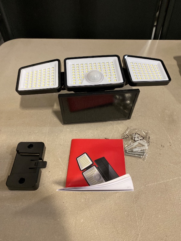Photo 1 of 2500LM Solar Lights Outdoor with Motion Sensor,3 Head 270° Wide Angle Street Area Lights,IP65 Waterproof Security Lighting with 3 Modes(Non-Remote,1 Pcs)