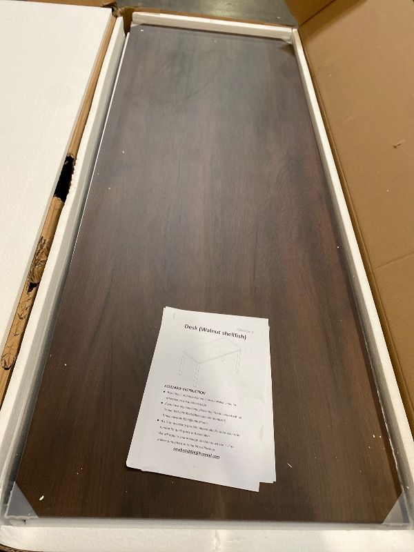Photo 1 of Universel Table Desk with Square Metal Legs, 60" x 30", Walnut Shellfish