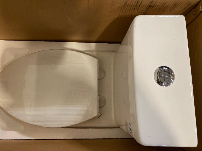 View 3 of Elongated One Piece Toilet Matte White, ADA Toilet 17.3" with Comfort Chair Height Seat, 0.8/1.28 GPF Powerful Dual Flush Toilet for Bathroom, 12" Rough-in Skirted Toilet Bowl