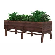 Photo 1 of 71 in. L x 31 in. W Large Cedar Wood Raised Garden Bed Outdoor with Legs and Liner, Carbonized