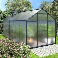 Photo 1 of Box 1/2 6 ft. W x 10 ft. D Polycarbonate Greenhouse For Outdoors, Green House Kit with Adjustable Roof Vent, Gray | Missing Hardware Box | ONLY INCLUDES PANELS