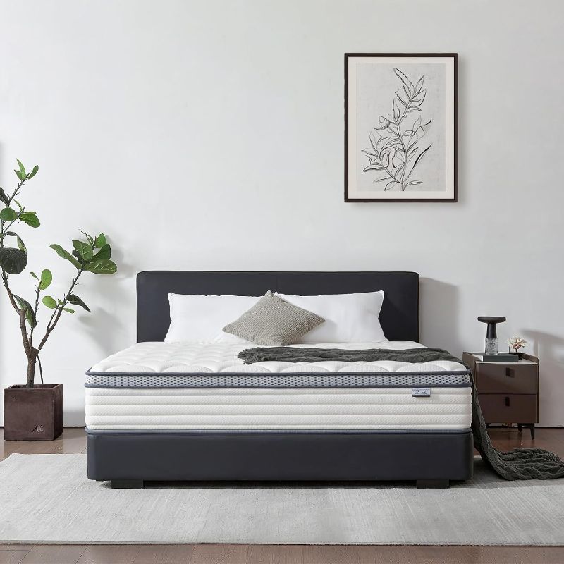 Photo 1 of 12 Inch Queen Mattress in a Box, Medium Firm Hybrid Mattress with Pocket Springs and Comfort Foam- Edge Support, Motion Isolation & Pressure Relief
