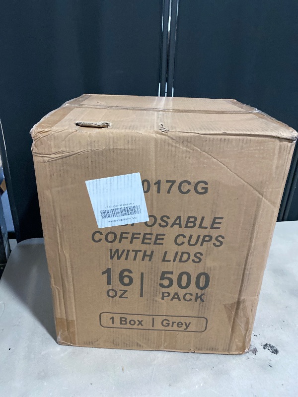 Photo 1 of Disposable Coffee Cups with Lids and Straws - 16 oz (500 Set) Togo Hot Paper Coffee Cup with Lid To Go for Beverages Espresso Tea Insulated Reusable Cold Drinks Ripple Cups Protect Fingers From Heat