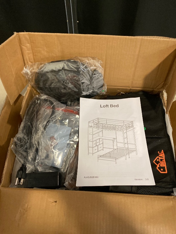 Photo 1 of Box B 2/2 | Brown Loft Bed Full Size Metal Loft Bed with L-shaped Desk | Missing Box A 1/2