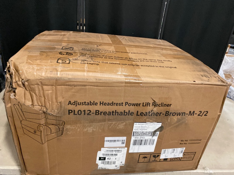 Photo 1 of Box 2/2 Power Lift Recliner Chair for Elderly with Adjustable Headrest,Electric Lift Chair with Massage and Heat, Lay Flat Recliner for Big and Tall, Brown | Missing Box 1/2