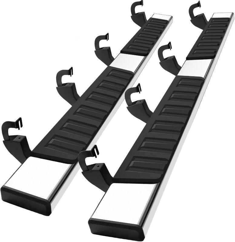 Photo 1 of 6" Running Boards Compatible with 07-18 Chevy Silverado/GMC Sierra 1500 Crew Cab; 07-19 2500 3500HD. Running Boards for Silverado Crew Cab(Including in 8 Brackets with Plastic Covers)