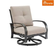 Photo 1 of Swivel Aluminum Outdoor Lounge Chair with Beige Sunbrella Cushions Beige | 37.4 in x 36.8 in x 31.3 in