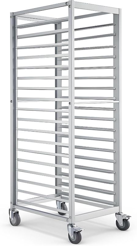 Photo 1 of 18 Tier Aluminum Home Commercial Kitchen Bakery Cooling Rack with 4 Wheels Bread Baking Speed Rack for Restaurant Cafeteria Pizzeria