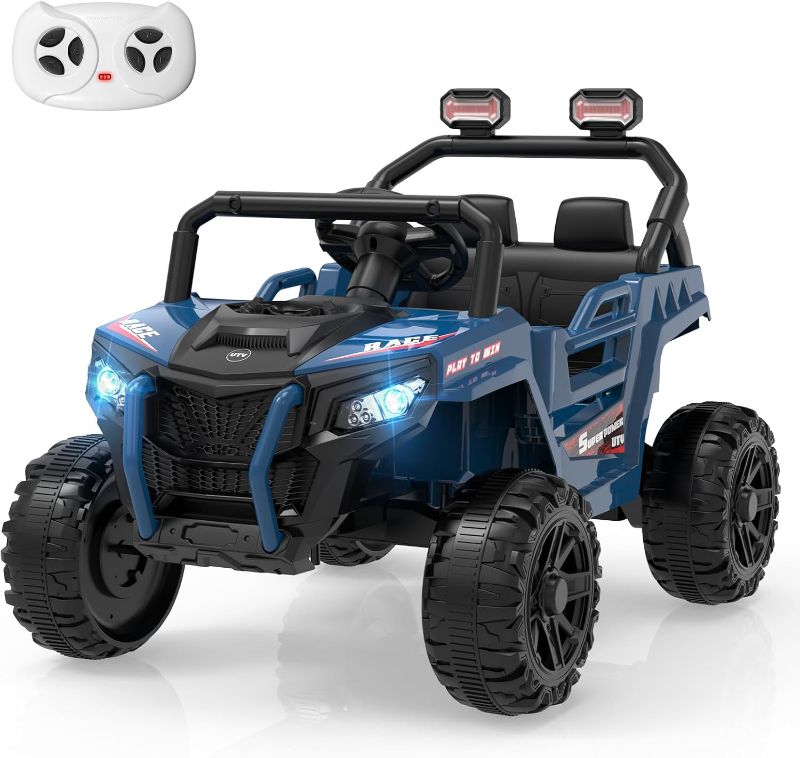 Photo 1 of Deep Green MINIATURE MOTORS 12V Kids Ride on Truck Car Remote Control, Electric Off-Road UTV for Toddlers Bluetooth USB Music, Suspension System Safety Belt, Kids Electric Vehicles Gift for Boys & Girls-Green