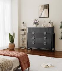 Photo 1 of 8 Drawer Dresser for Bedroom, Modern Fluted Chest of Drawers for Living Room, Black